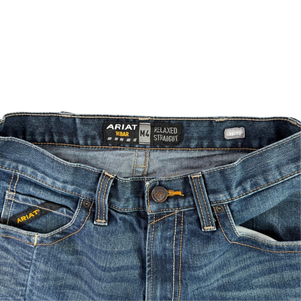 Ariat Rebar M4 Jeans Mens 30x32 Blue Relaxed Straight Leg Denim Workwear
